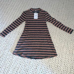 NWT Girls SZ 11-12 Zara knit Dress Striped Grey & Orange